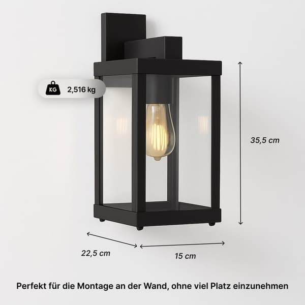 BRILLIANT lampe Gaia udendørs væglampe hængende sort | 1x A60, E27, 60W, egnet til normale lamper (medfølger ikke) | Skala A ++ til E | IP beskyttelse