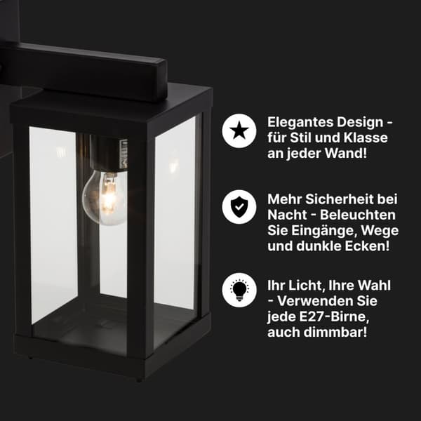 BRILLIANT lampa Gaia utomhusvägglampa hängande svart | 1x A60, E27, 60W, lämplig för normala lampor (ingår ej) | Skala A ++ till E | IP-skyddsklass: 4