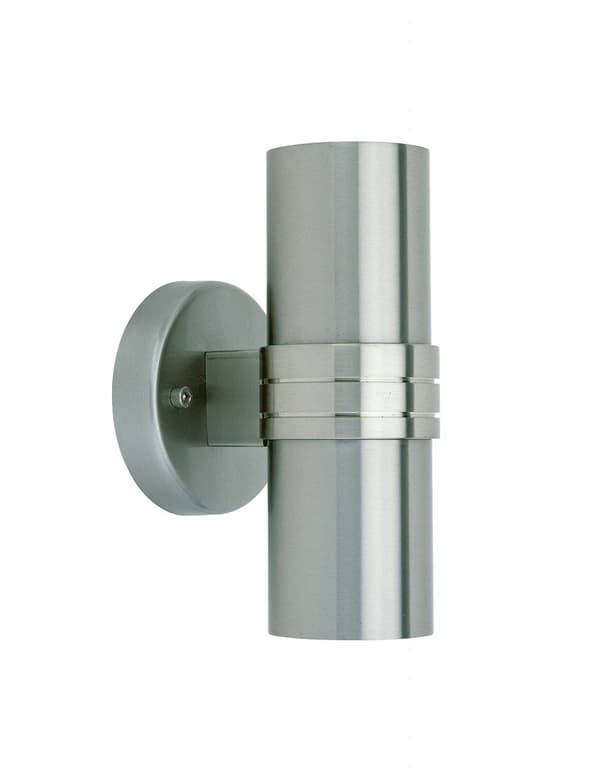 BRILLIANT lampe Hanni LED udendørs væglampe 2-flammet rustfrit stål | 2x LED-PAR51, GU10, 3W LED-reflektorlamper inkluderet, (250lm, 3000K) | Skala A