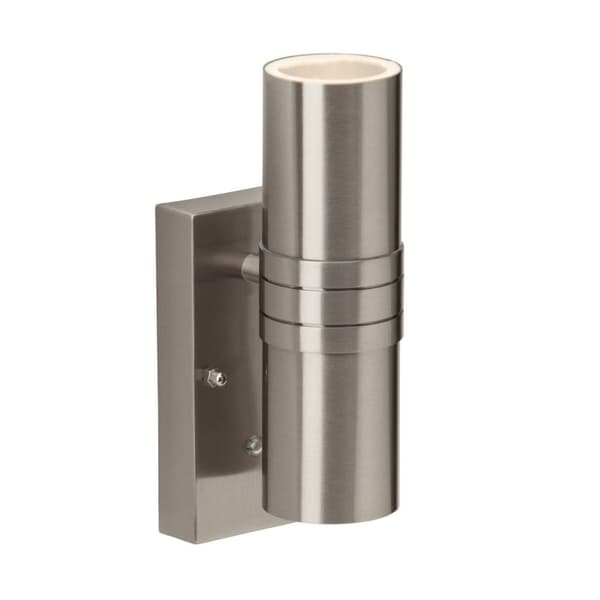 BRILLIANT lampe Hanni LED udendørs væglampe 2-flammet skumringsafbryder rustfrit stål | 2x LED-PAR51, GU10, 3W LED-reflektorlamper inkluderet, (250lm,