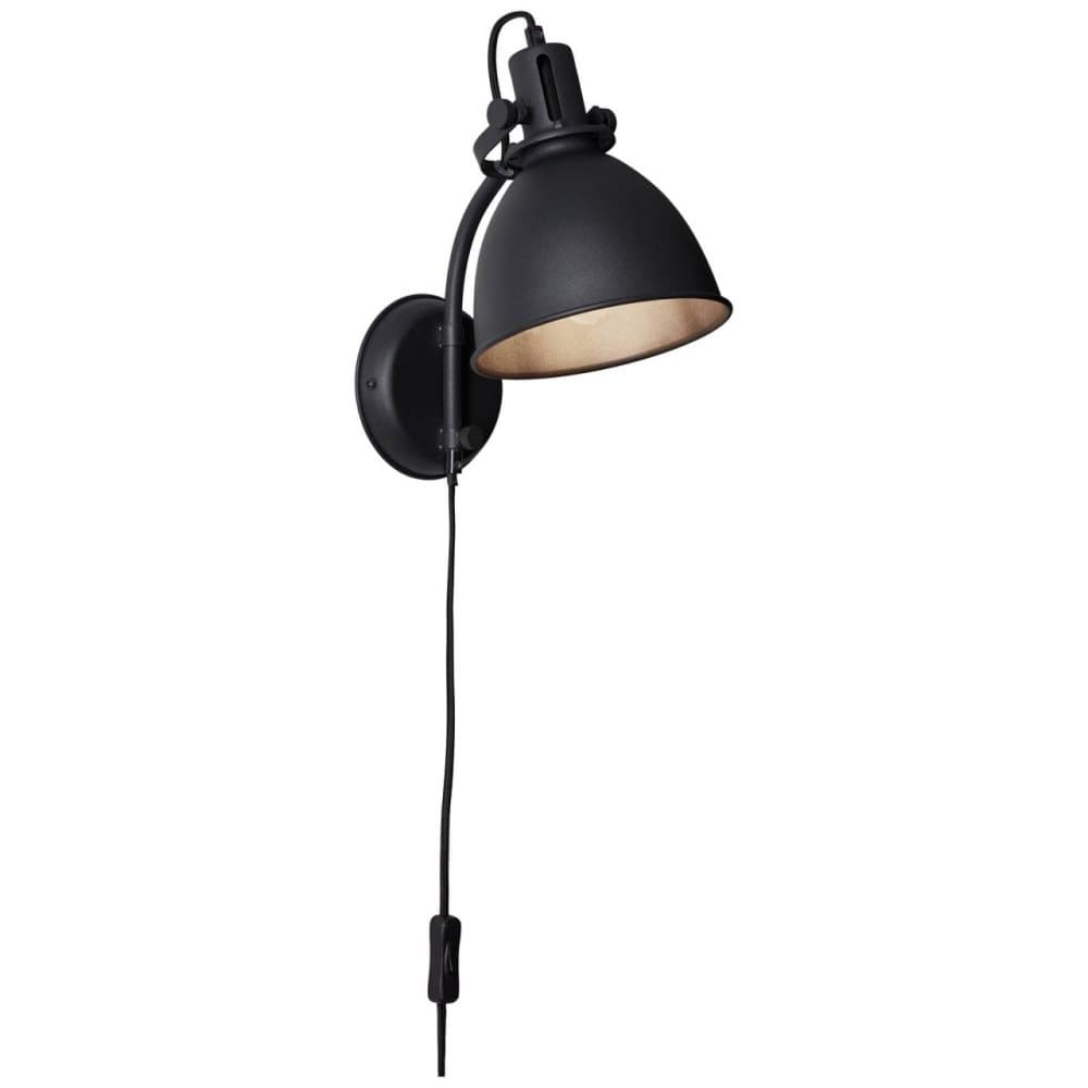 BRILLIANT lampa Jesper vägg strålkastare leveranslinje och switch svart korund | 1x A60, E27, 40W, lämplig för normala lampor (ingår ej) | Skala A ++