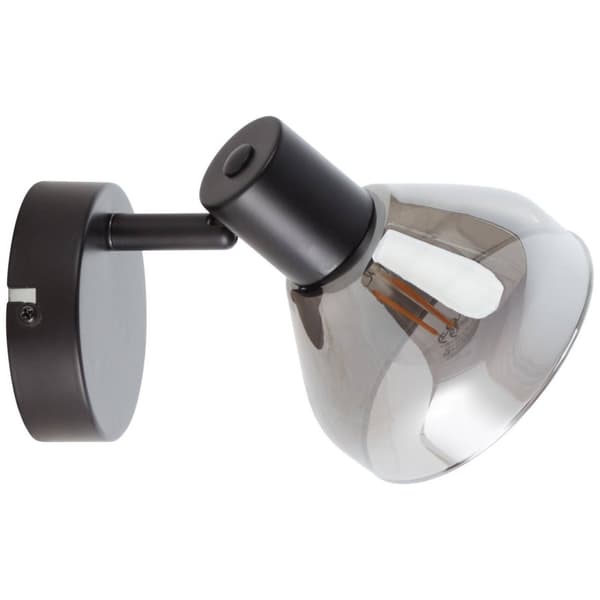 BRILLIANT lampa Reflekt väggfläck svart matt / rökt glas | 1x D45, E14, 18W, lämplig för dropplampor (ingår inte) | Skala A ++ till E | Svängbart huvu