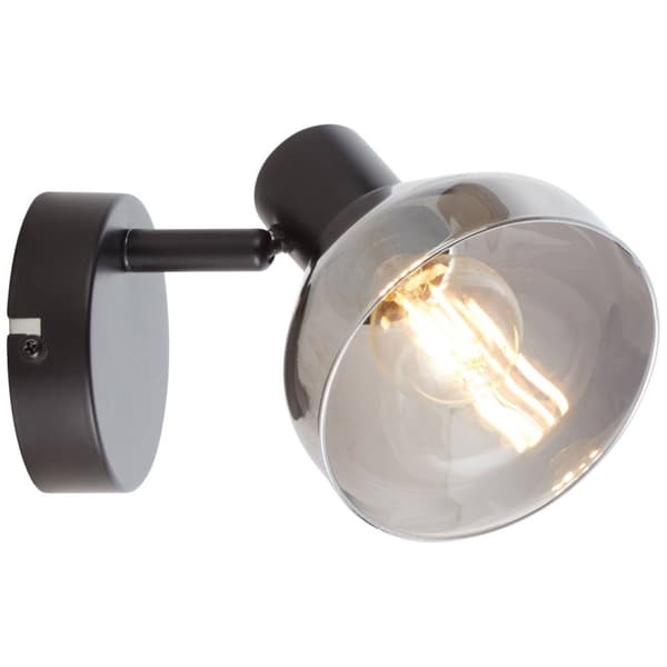 BRILLIANT lampa Reflekt väggfläck svart matt / rökt glas | 1x D45, E14, 18W, lämplig för dropplampor (ingår inte) | Skala A ++ till E | Svängbart huvu