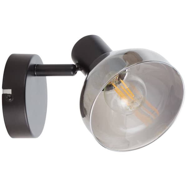 BRILLIANT lampa Reflekt väggfläck svart matt / rökt glas | 1x D45, E14, 18W, lämplig för dropplampor (ingår inte) | Skala A ++ till E | Svängbart huvu