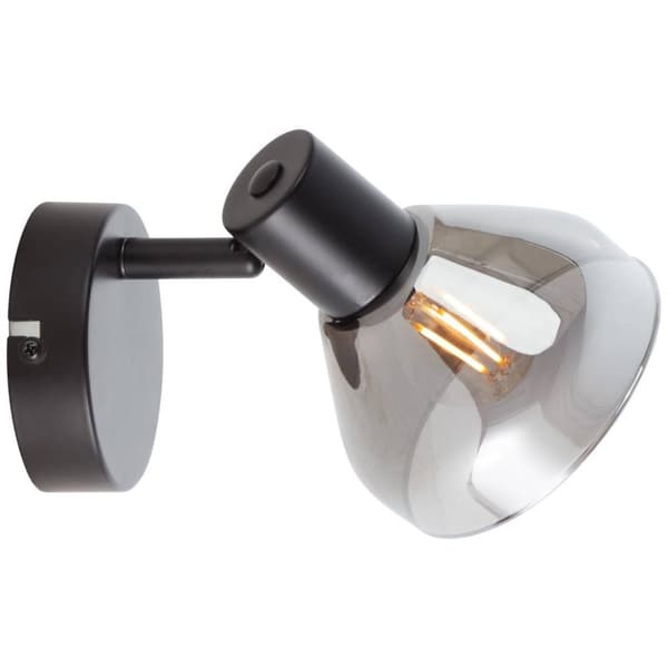 BRILLIANT lampa Reflekt väggfläck svart matt / rökt glas | 1x D45, E14, 18W, lämplig för dropplampor (ingår inte) | Skala A ++ till E | Svängbart huvu