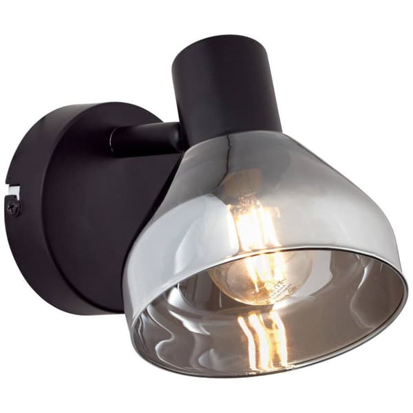 BRILLIANT lampa Reflekt väggfläck svart matt / rökt glas | 1x D45, E14, 18W, lämplig för dropplampor (ingår inte) | Skala A ++ till E | Svängbart huvu