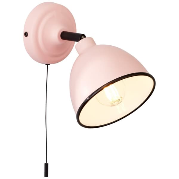 BRILLIANT lampa Telio vägglampa-brytare rosa | 1x D45, E14, 28W, lämplig för dropplampor (ingår ej) | Skala A ++ till E | Med dragbrytaren
