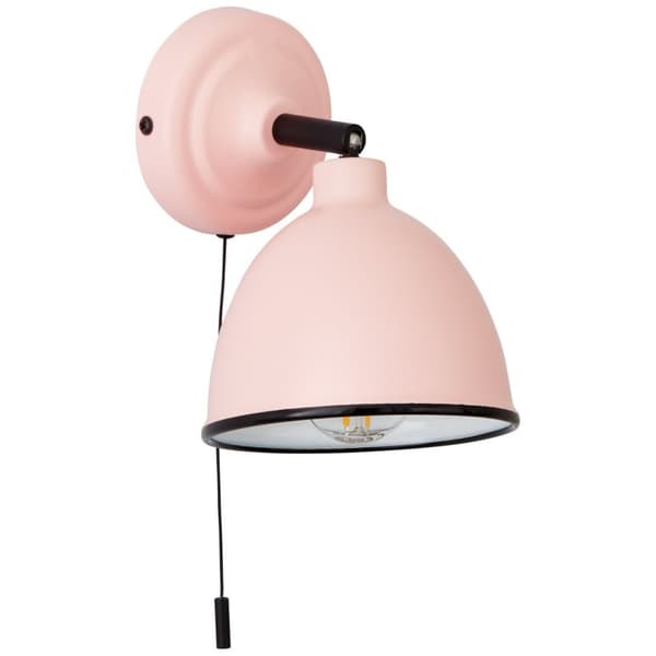 BRILLIANT lampa Telio vägglampa-brytare rosa | 1x D45, E14, 28W, lämplig för dropplampor (ingår ej) | Skala A ++ till E | Med dragbrytaren