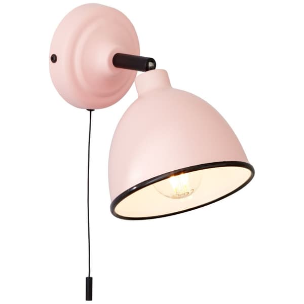 BRILLIANT lampa Telio vägglampa-brytare rosa | 1x D45, E14, 28W, lämplig för dropplampor (ingår ej) | Skala A ++ till E | Med dragbrytaren