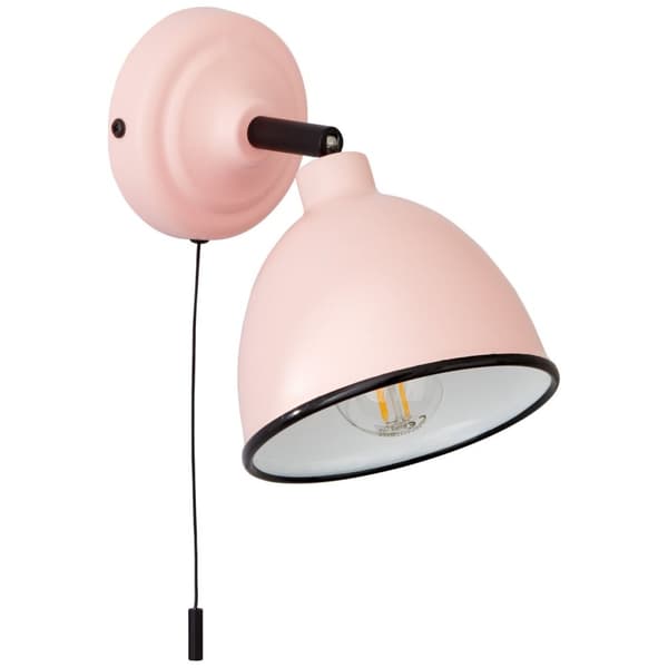 BRILLIANT lampa Telio vägglampa-brytare rosa | 1x D45, E14, 28W, lämplig för dropplampor (ingår ej) | Skala A ++ till E | Med dragbrytaren