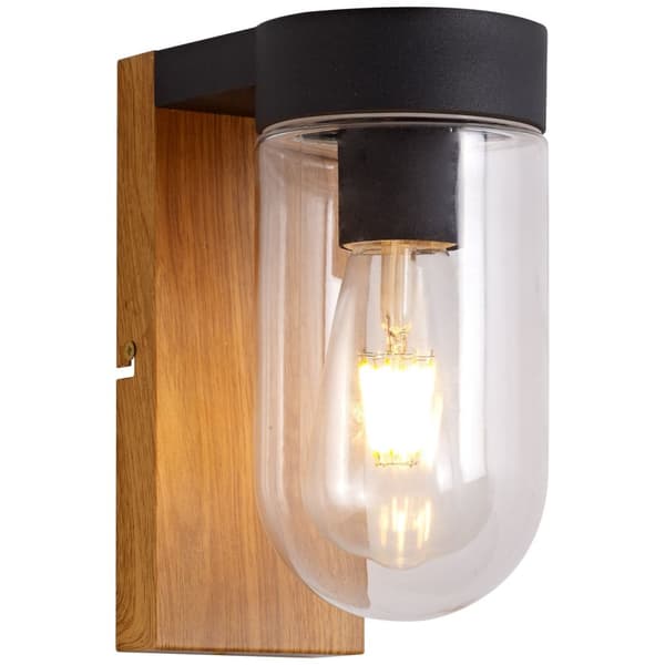 BRILLIANT lampe Cabar udendørs væglampe træ mørk / sort | 1x A60, E27, 40W, egnet til normale lamper (medfølger ikke) | Skala A ++ til E | IP beskytte