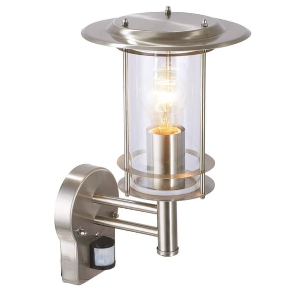 BRILLIANT lampa York utomhus väggljus stående rörelsedetektor rostfritt stål | 1x A60, E27, 40W, gf normala lampor n, Ent, | IP-skyddsklass: 44 - stän