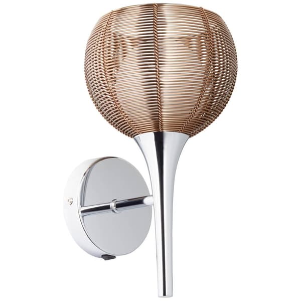BRILLIANT lampe Relax væglyskontakt bronze / krom | 1x QT14, G9, 33W, egnet til stiftlamper medfølger ikke | Med vippekontakt | Velegnet til LED-lampe