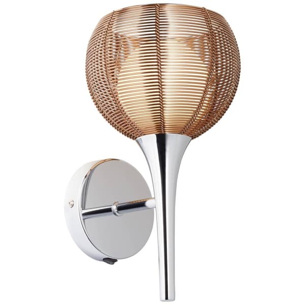 BRILLIANT lampe Relax væglyskontakt bronze / krom | 1x QT14, G9, 33W, egnet til stiftlamper medfølger ikke | Med vippekontakt | Velegnet til LED-lampe