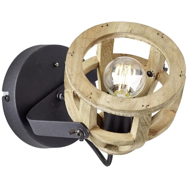 BRILLIANT lampe Matrix Wood vægspot sort / natur | 1x D45, E14, 40W, egnet til dryplamper medfølger ikke Drejeligt hoved | Velegnet til LED-lamper