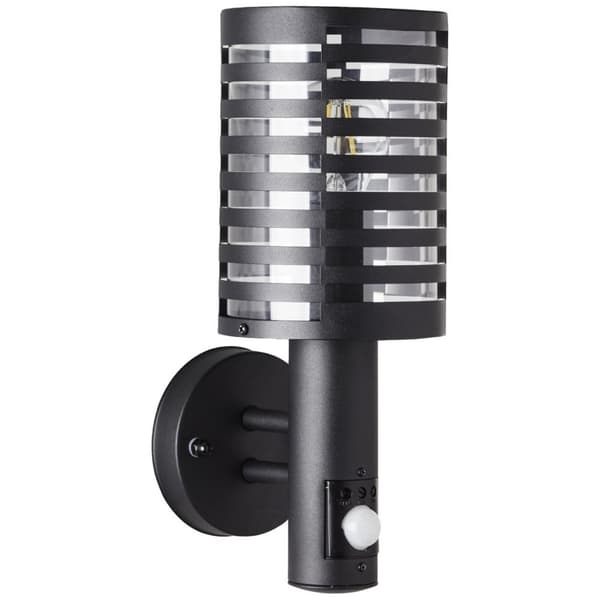 BRILLIANT lampe, Venlo udendørs væglampe stående bevægelsesdetektor sort mat, rustfrit stål / plast, 1x A60, E27, 40W, standard lamper (medfølger ikke