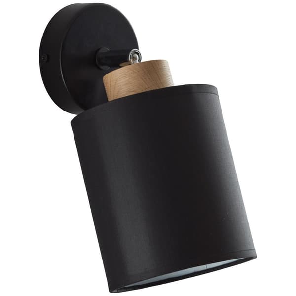 BRILLIANT lamppu, Vonnie-seinävalaisin musta / puunvärinen, metalli / puu / tekstiili, 1x A60, E27, 25W, vakiolamput (ei sisälly), A ++