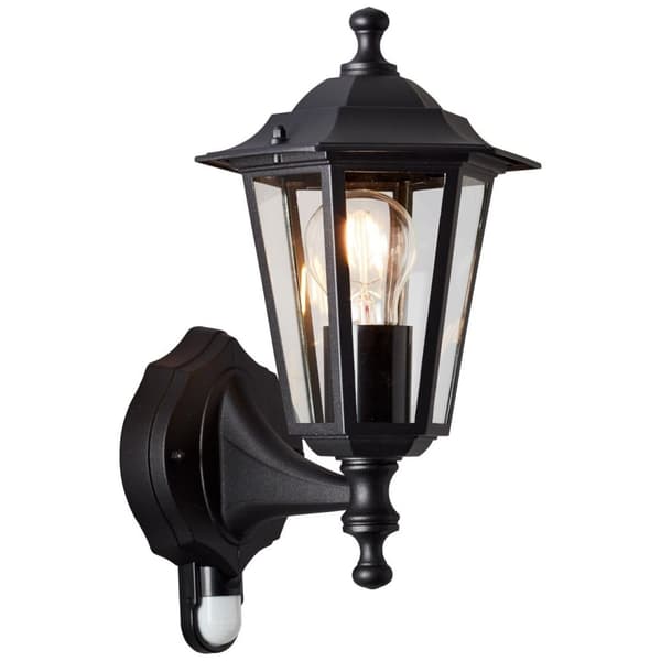BRILLIANT lampe, Carleen udendørs væglampe bevægelsesdetektor sort, 1x A60, E27, 60W, IP beskyttelsesklasse: 23 - regntæt