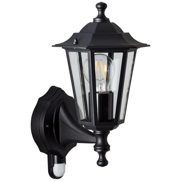 BRILLIANT lampe, Carleen udendørs væglampe bevægelsesdetektor sort, 1x A60, E27, 60W, IP beskyttelsesklasse: 23 - regntæt