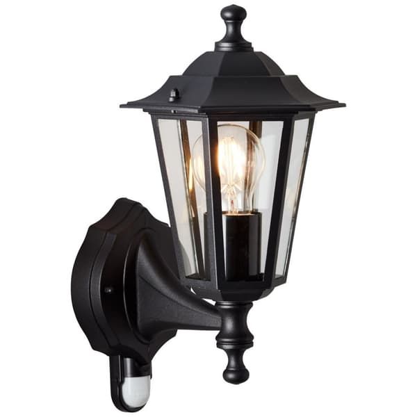 BRILLIANT lampa, Carleen utomhusvägglampa rörelsedetektor svart, 1x A60, E27, 60W, IP skyddsklass: 23 - regntät