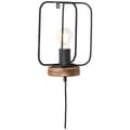 Miniatyrbillede 1 af 2: BRILLIANT lampe, Tosh væglampe med bly antikt træ / sort korund, 1x A60, E27, 40W, træ fra bæredygtigt skovbrug (FSC)