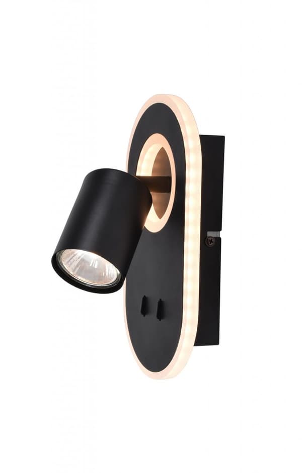 BRILLIANT lampa, Kimon LED väggspot, svart, 1x PAR51, GU10, 5W lämplig för reflektorlampor, vridbart huvud