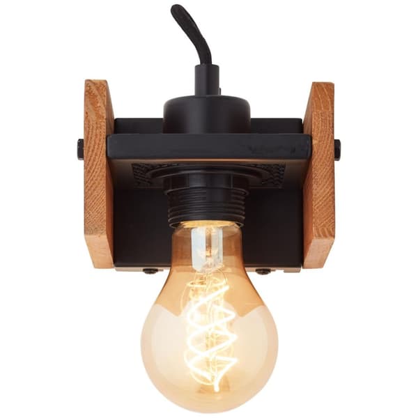 BRILLIANT lampa Calandra vägglampa 1-flamma svart/träfärgad | 1x A60, E27, 42W, lämplig för normala lampor (ingår ej)