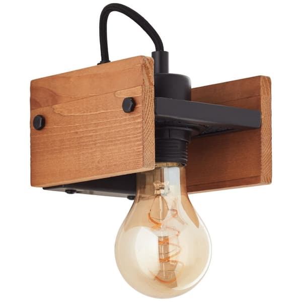 BRILLIANT lampa Calandra vägglampa 1-flamma svart/träfärgad | 1x A60, E27, 42W, lämplig för normala lampor (ingår ej)