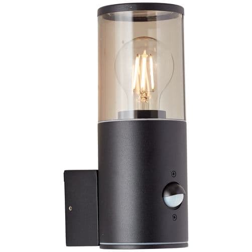 BRILLIANT lampa Sergioro utomhusvägglampa rörelsedetektor matt svart | 1x A60, E27, 20W, lämplig för normala lampor (ingår ej)