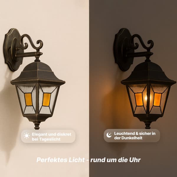 BRILLIANT lampa Janel hängande utomhus vägglampa svart guld | 1x A60, E27, 60W, lämplig för normala lampor (ingår ej)