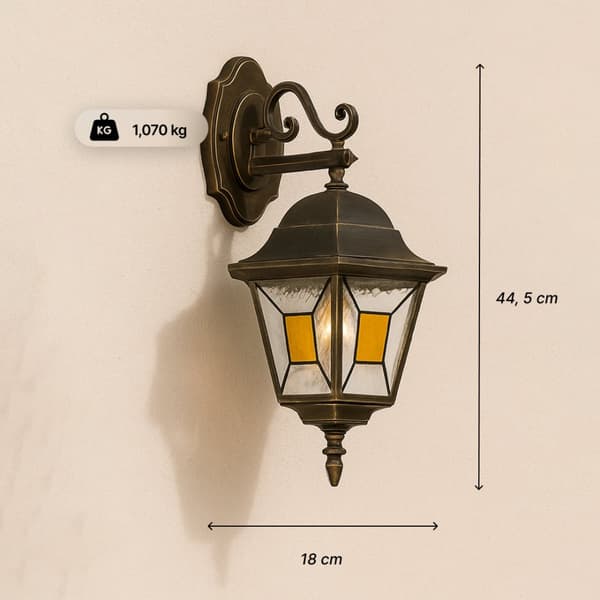 BRILLIANT lampa Janel hängande utomhus vägglampa svart guld | 1x A60, E27, 60W, lämplig för normala lampor (ingår ej)