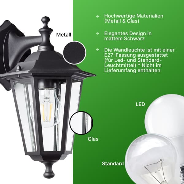 BRILLIANT lampa Carleen utomhus vägglampa hängande svart | 1x A60, E27, 60W, lämplig för normala lampor (ingår ej)