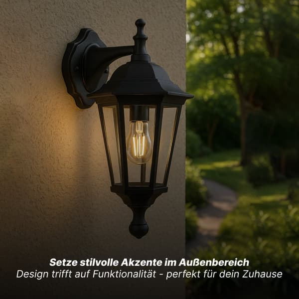 Brilliant | Carleen ulkoseinävalaisin roikkuu musta | 1x A60, E27, 60W, sopii normaaleille lampuille (ei sisälly)