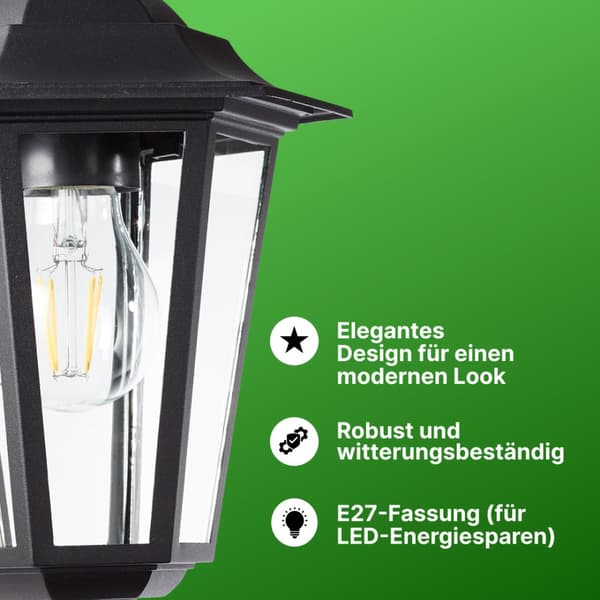 BRILLIANT lampa Carleen utomhus vägglampa hängande svart | 1x A60, E27, 60W, lämplig för normala lampor (ingår ej)