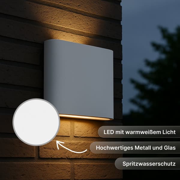 BRILLIANT lampa Welbie LED utomhusvägglampa 11,5 cm vit | 1x LED integrerad, 10W LED integrerad, (700lm, 3000K)