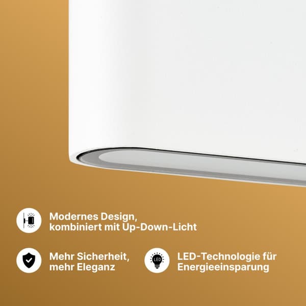 Brilliant | Welbie LED udendørs væglampe 17,5 cm hvid | 1x LED integreret, 14W LED integreret, (1300lm, 3000K)
