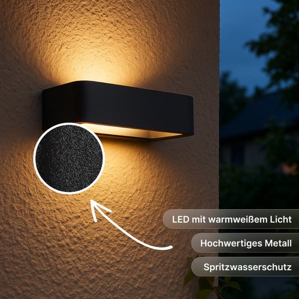 Brilliant | Golda LED udendørs væglampe 22x13cm sort | 1x LED integreret, 7W LED integreret, (510lm, 3000K)
