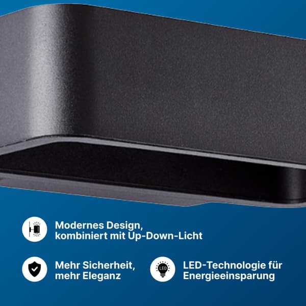 Brilliant | Golda LED udendørs væglampe 22x13cm sort | 1x LED integreret, 7W LED integreret, (510lm, 3000K)