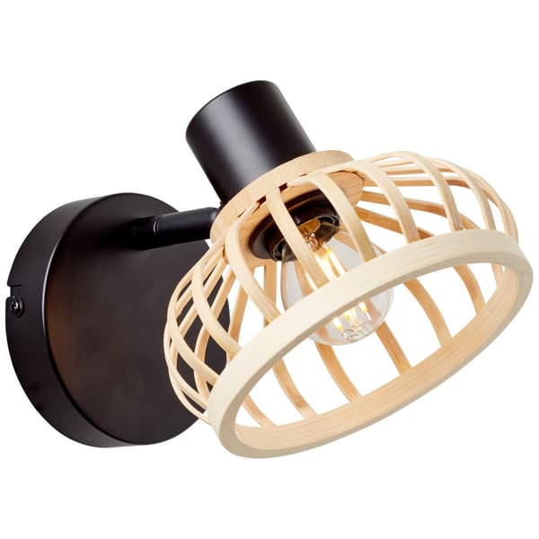 Brilliant Norah seinäspotti vaalea puu/musta, metalli/bambu, 1x D45, E14, 28 W