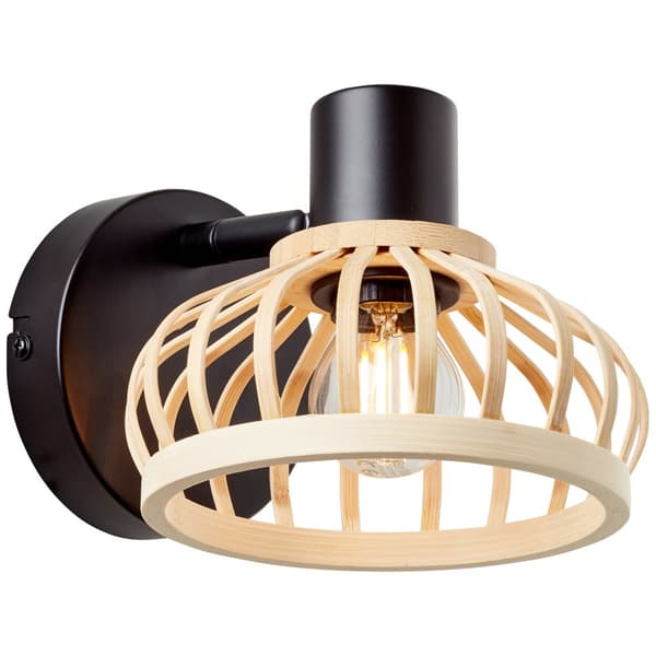 Brilliant Norah seinäspotti vaalea puu/musta, metalli/bambu, 1x D45, E14, 28 W
