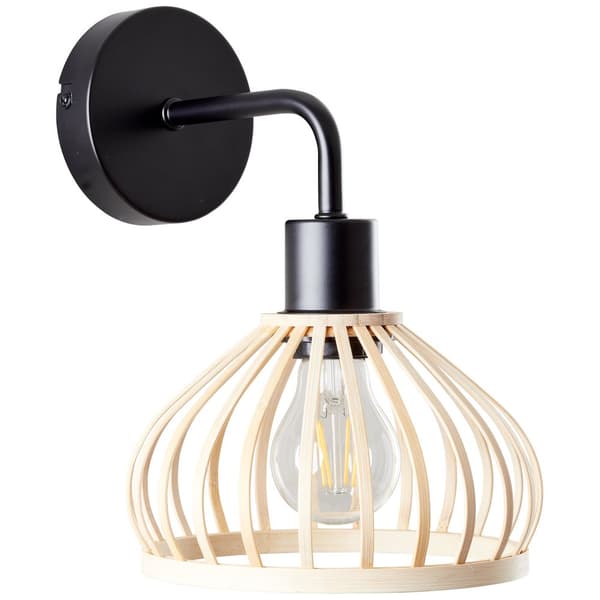 Brilliant Norah væglampe sort/naturlig, metal/bambus, 1x A60, E27, 40 W