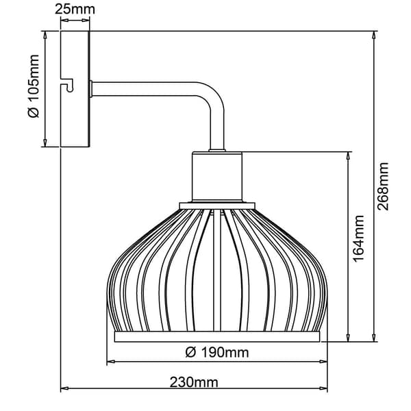 Brilliant Norah væglampe sort/naturlig, metal/bambus, 1x A60, E27, 40 W