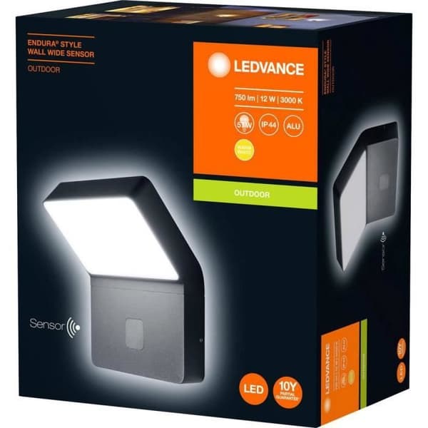 LED-vägglampa utomhus - LEDVANCE - ENDURA STYLE WALL WIDE L - Mörkgrå - 12 W - Med rörelsedetektor