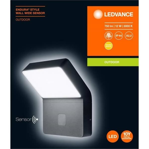 LED-vägglampa utomhus - LEDVANCE - ENDURA STYLE WALL WIDE L - Mörkgrå - 12 W - Med rörelsedetektor Mörkgrå