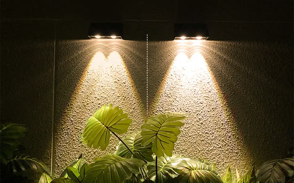 Solar væglampe down light udendørs lys auto på 1200 mAh 2800-3200K IPX4
