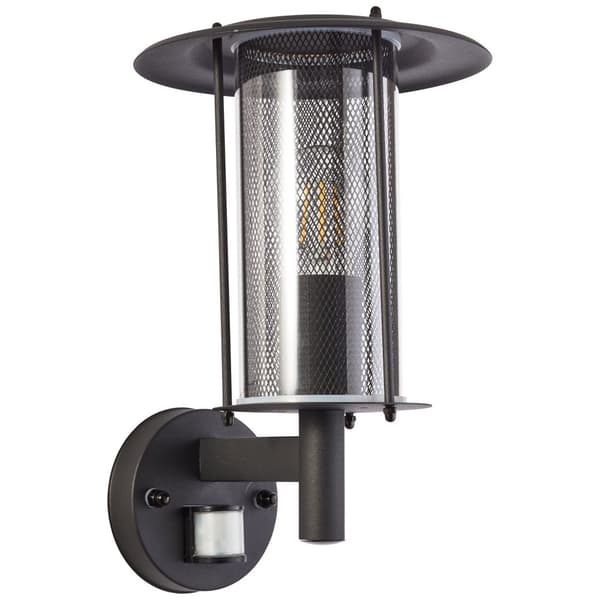 Brilliant Detroit utomhusvägglampa, stående, med rörelsedetektor, mattsvart Metall, plast   1x A60, E27, 20 W, lämplig för normal lampa (ingår ej)