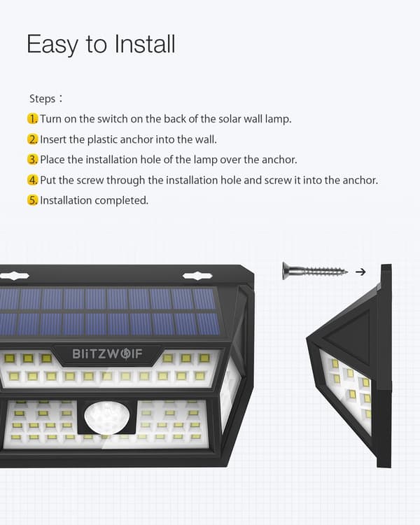 62 LED Solar Power Light PIR Bevægelsessensor Væglampe Vidvinkel Vandtæt Sikkerhedslampe til Udendørs Havesti Yard