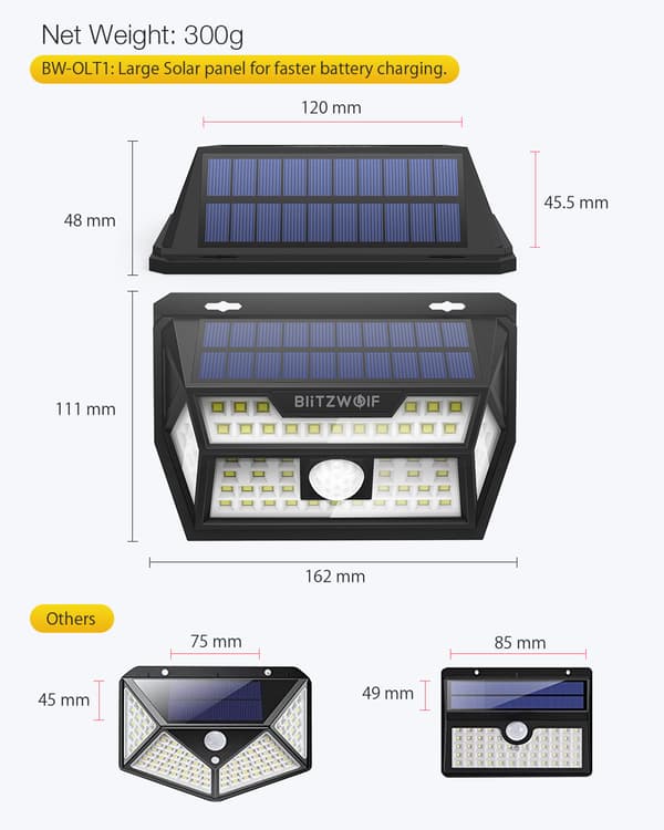 62 LED Solar Power Light PIR Bevægelsessensor Væglampe Vidvinkel Vandtæt Sikkerhedslampe til Udendørs Havesti Yard