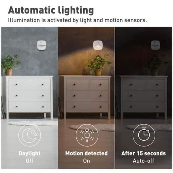 hk12577-[Pack of 3] LED-vägg nattljus rörelsesensor, ljussensor, inomhusbelysning för babyrum vardagsrum
