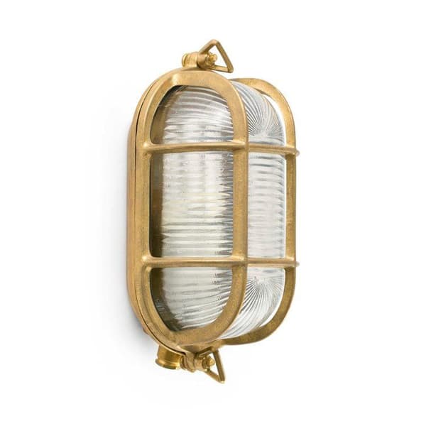 Vägglampa utomhus - FARO - Cabo - Strukturglas - Gyllene mässing - Gul